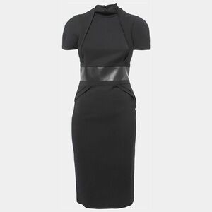 Gucci Black Midi Dress with Leather Detail